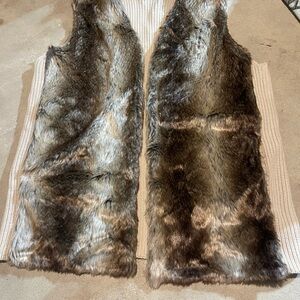 Womens Fur Sweater Vest in Brown and Tan